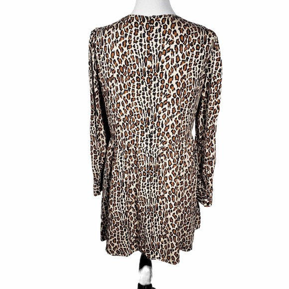 ZARA Woman size Large Animal Print Long Sleeve Mini Dress w/ Pockets - Picture 6 of 9